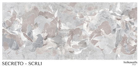 Tapeta winylowa struktura płótna kwiaty beżowa - SECRETO light