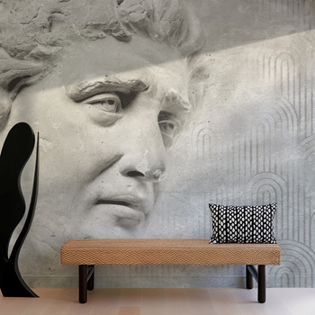 Tapeta winylowa struktura płótna rzeźba antyczna beton szara - THEODORE gray (decor)