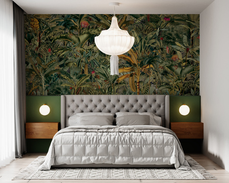 Tapeta winylowa struktura płótna liście dżungla tropikalna zielona - ONE DAY IN EDEN olive (flora)