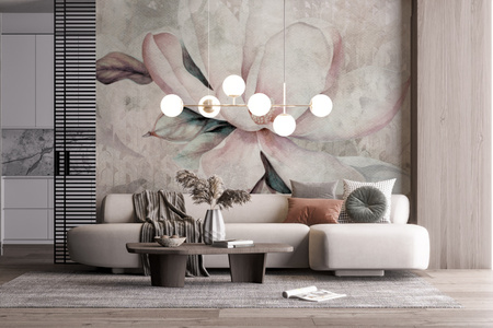 Tapeta winylowa struktura płótna kwiat magnolia - KALLIE decor