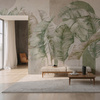 Tapeta winylowa struktura płótna liście tropikalne - GIANNI Arch (green) 
