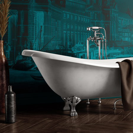 Tapeta winylowa struktura płótna wenecja - VENEZIANA ventaglio (blue)