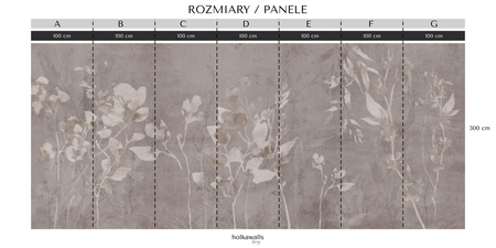 Tapeta winylowa struktura płótna gałązki i liście beżowa - TAMAMI (stone)