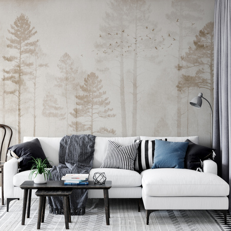 Tapeta winylowa struktura płótna las sepia - NORWOOD (sepia)