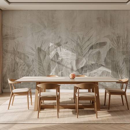 Tapeta winylowa struktura płótna liście tropikalne - MAUI (beige)