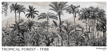 Tapeta winylowa struktura płótna palmy tropikalna beżowa TROPICAL FOREST beige