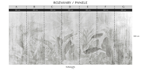 Tapeta winylowa struktura płótna liście tropikalne - MAUI (gray)