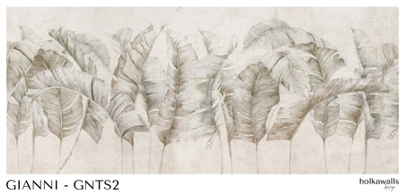 Tapeta winylowa struktura płótna liście tropikalne - GIANNI Simple (beige)