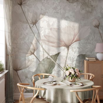 Tapeta winylowa struktura płótna kwiaty pastelowa dekoracyjna - SCARLETT damask (pastel)