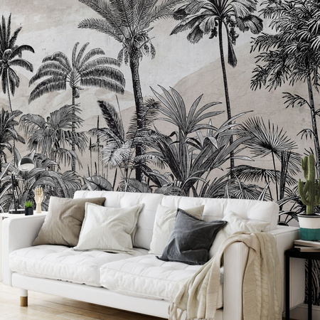 Tapeta winylowa struktura płótna palmy tropikalna beżowa TROPICAL FOREST beige