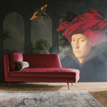 Tapeta winylowa struktura płótna malarstwo - JAN VAN EYCK & THE BEETLE (landscape)