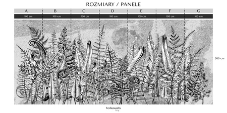 Tapeta winylowa struktura płótna liście paproci księzyc - OVER THE MOON white