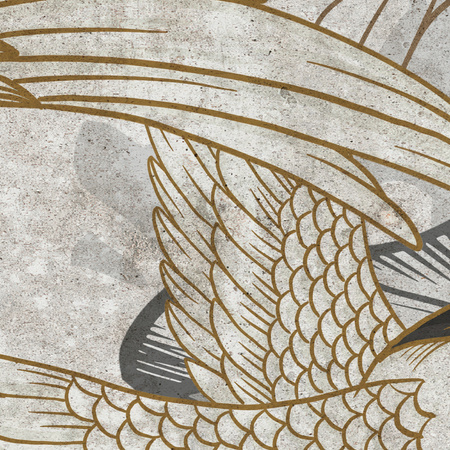 Tapeta winylowa struktura płótna żurawie orientalna kolorowa - NANAMI light