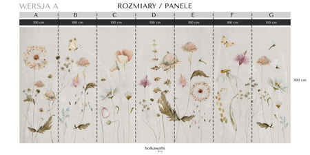 Tapeta winylowa struktura płótna kolorowa kwiatowa łąka - DARCY light (butterflies)