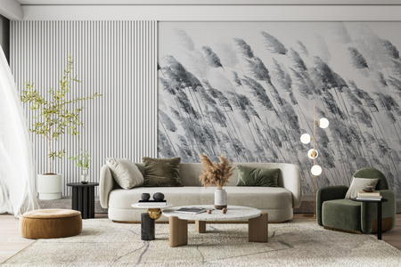 Tapeta winylowa struktura płótna trawy biało-czarna - ZEPHYR white