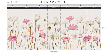 Tapeta winylowa struktura płótna kwiaty różowe łąka - AUDREY pink (simple)
