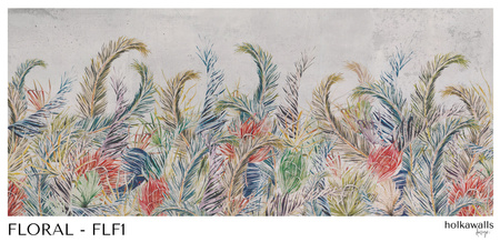 Tapeta winylowa struktura płótna liście tropikalne kolorowa - FLORAL fun