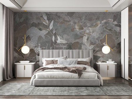 Tapeta winylowa struktura płótna kwiaty beżowa - SECRETO beige