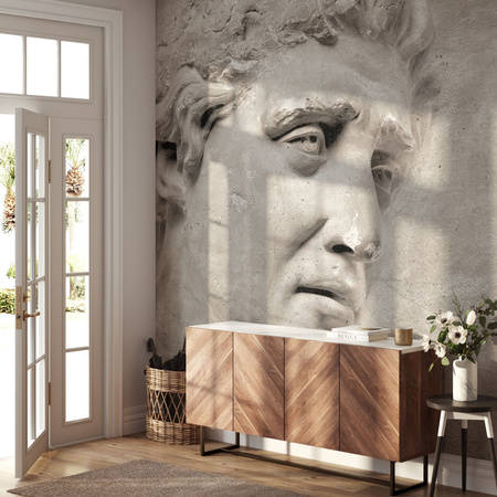 Tapeta winylowa struktura płótna rzeźba antyczna beton beżowa - THEODORE stone (simple)