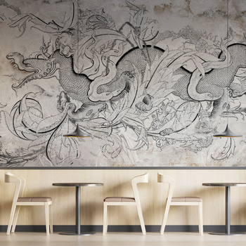 Tapeta winylowa struktura płótna smok beżowa - DRAGO beige