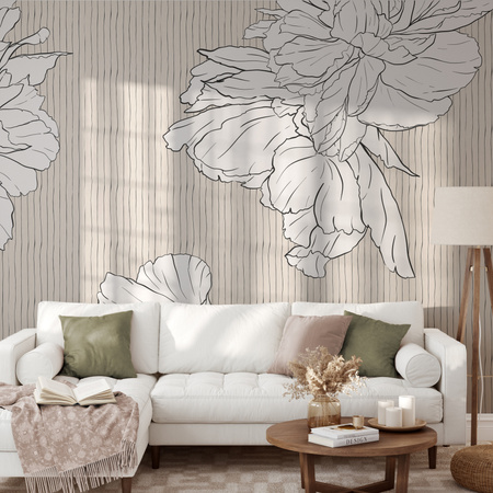 Tapeta winylowa struktura płótna kwiaty kropki beżowa - WHAT'S THE POINT beige (stripes)