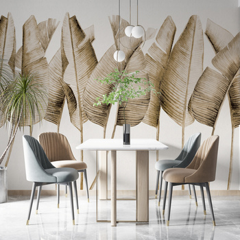 Tapeta winylowa struktura płótna liście bananowca beżowa - TALAMANCA beige (light)