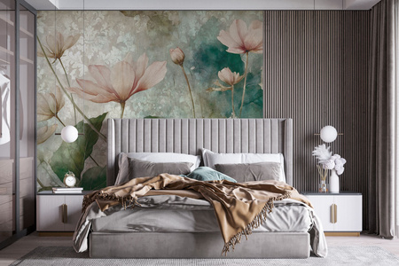 Tapeta winylowa struktura płótna kwiaty kolorowa dekoracyjna - SCARLETT damask (color)