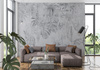 Tapeta winylowa struktura płótna tropikalne liście czarno-biała - KAMARA gray (rustic)