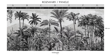 Tapeta winylowa struktura płótna palmy tropikalna szara - TROPICAL FOREST gray