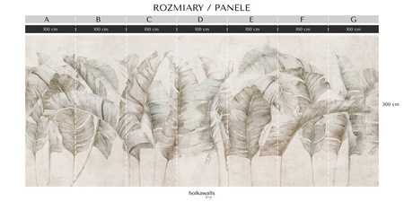 Tapeta winylowa struktura płótna liście tropikalne - GIANNI Simple (beige)