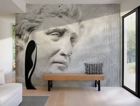 Tapeta winylowa struktura płótna rzeźba antyczna beton szara - THEODORE gray (decor)