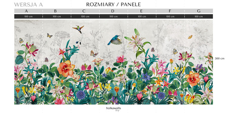 Tapeta winylowa struktura płótna kolorowa kwiatowa łąka motyle - FLOWER POWER