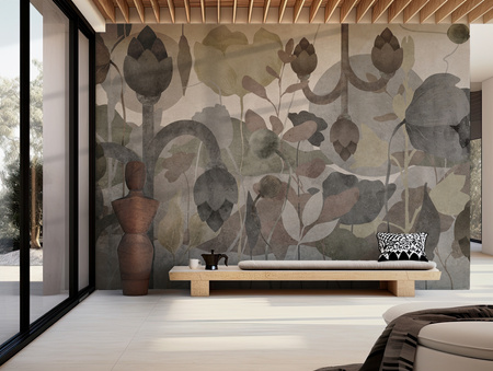 Tapeta winylowa struktura płótna roślinna beżowa - DREAM ON big