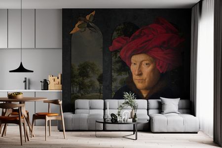 Tapeta winylowa struktura płótna malarstwo - JAN VAN EYCK & THE BEETLE (landscape)