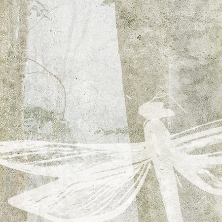 Tapeta winylowa struktura płótna las kolorowa - TAKE A BREATH dragonfly (color)