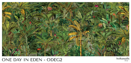 Tapeta winylowa struktura płótna liście dżungla tropikalna zielona - ONE DAY IN EDEN green (flora)