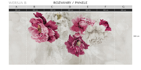 Tapeta winylowa struktura płótna kwiaty peonie różowa - MEMORY LANE violet (pure)