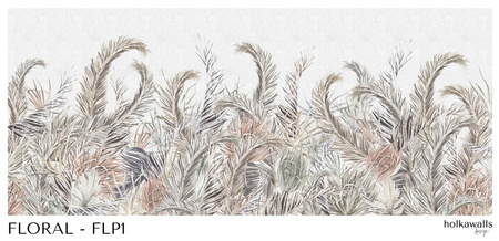 Tapeta winylowa struktura płótna liście tropikalne pastelowa - FLORAL pastel