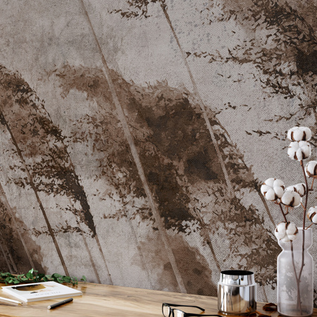 Tapeta winylowa struktura płótna trawy kolorowa - ZEPHYR sepia