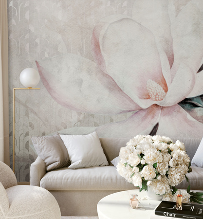 Tapeta winylowa struktura płótna kwiat magnolia - KALLIE decor