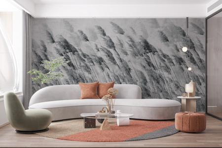 Tapeta winylowa struktura płótna trawy biało-czarna - ZEPHYR gray