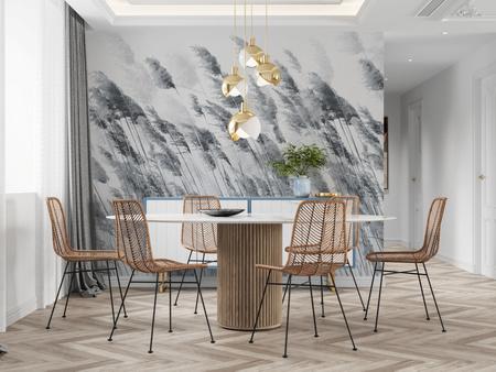 Tapeta winylowa struktura płótna trawy biało-czarna - ZEPHYR white