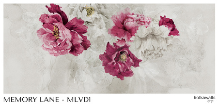 Tapeta winylowa struktura płótna kwiaty peonie różowa - MEMORY LANE violet (decor)