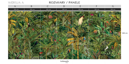 Tapeta winylowa struktura płótna liście dżungla tropikalna zielona - ONE DAY IN EDEN green (fauna)