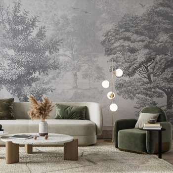 Tapeta winylowa struktura płótna las szara - KENSINGTON (gray)