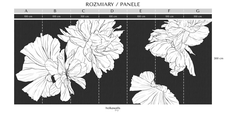 Tapeta winylowa struktura płótna kwiaty kropki czarno-biała - WHAT'S THE POINT black (stripes)