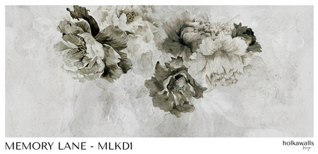 Tapeta winylowa struktura płótna kwiaty peonie szara - MEMORY LANE khaki (decor)