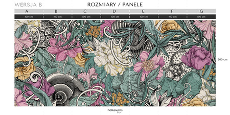 Tapeta winylowa struktura płótna kwiaty graffiti kolorowa - SAUROS pink (fossil)