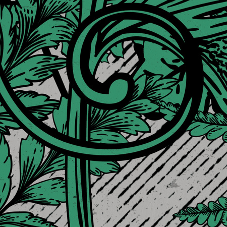 Tapeta winylowa struktura płótna liście paproci księzyc - OVER THE MOON green