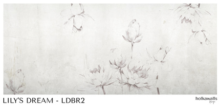 Tapeta winylowa struktura płótna kwiaty lilie szara - LILY'S DREAM pure (pink lilies)